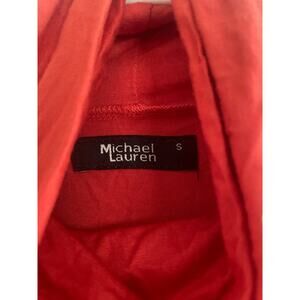 Michael Loren Cowl Neck Long Sleeve Short cotton Jersey Orange Dress, Small, B86